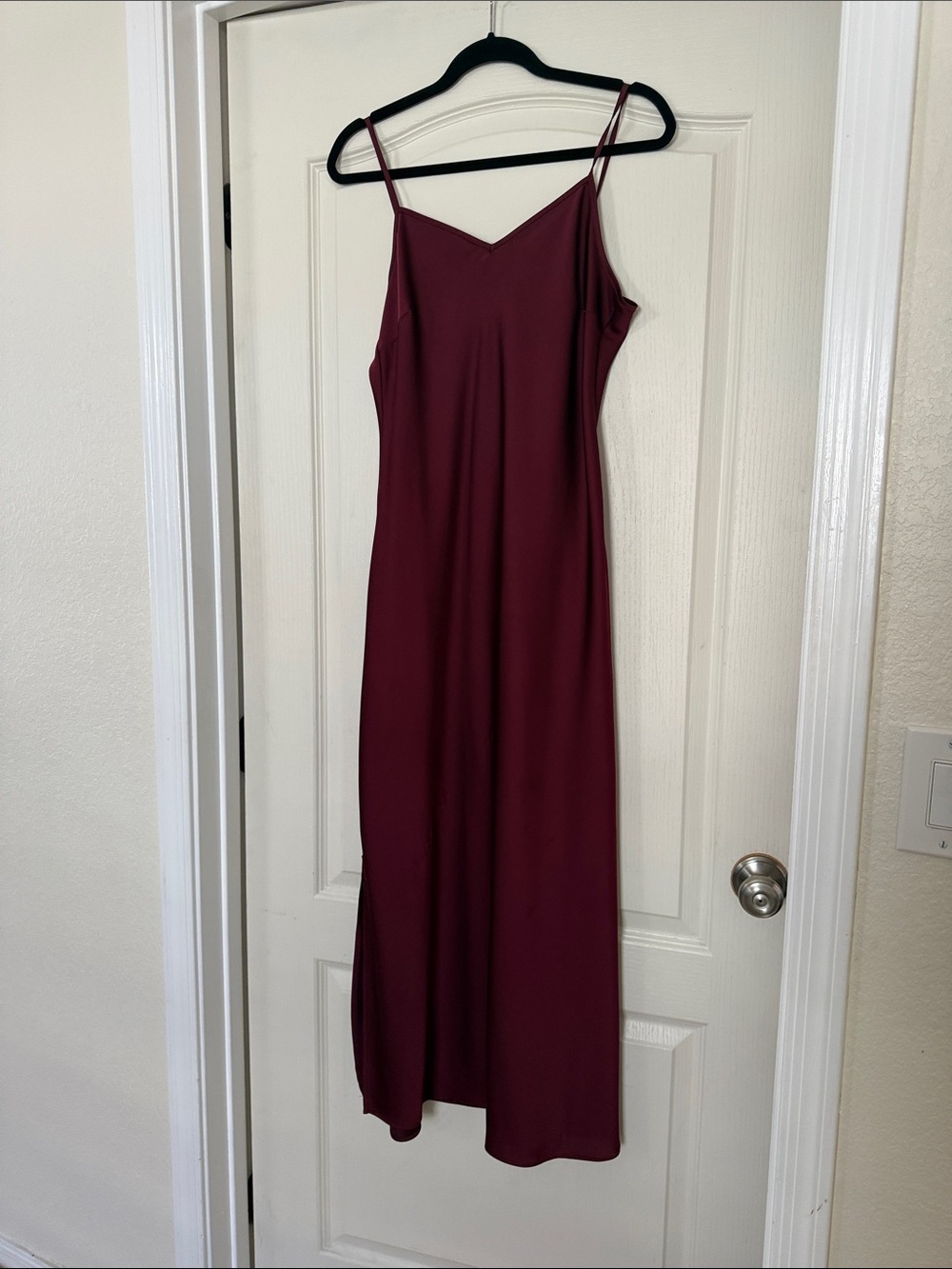 Halogen Burgundy Spaghetti-Strap Maxi Slip Dress